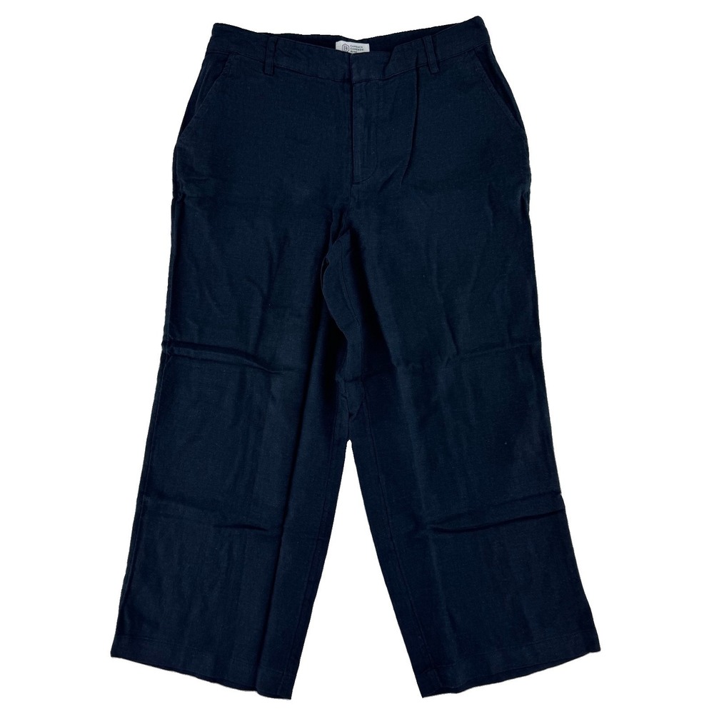Candace Cameron Bure Wide Leg Linen Blend Crop Pants 4P Black